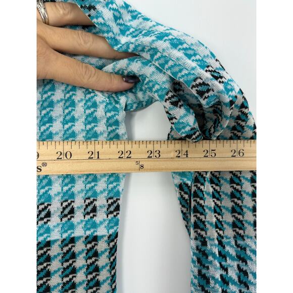 Ming Wang Aqua Blue Houndstooth Knit Blazer Jacket Women’s L Stretch Workwear - Picture 7 of 9